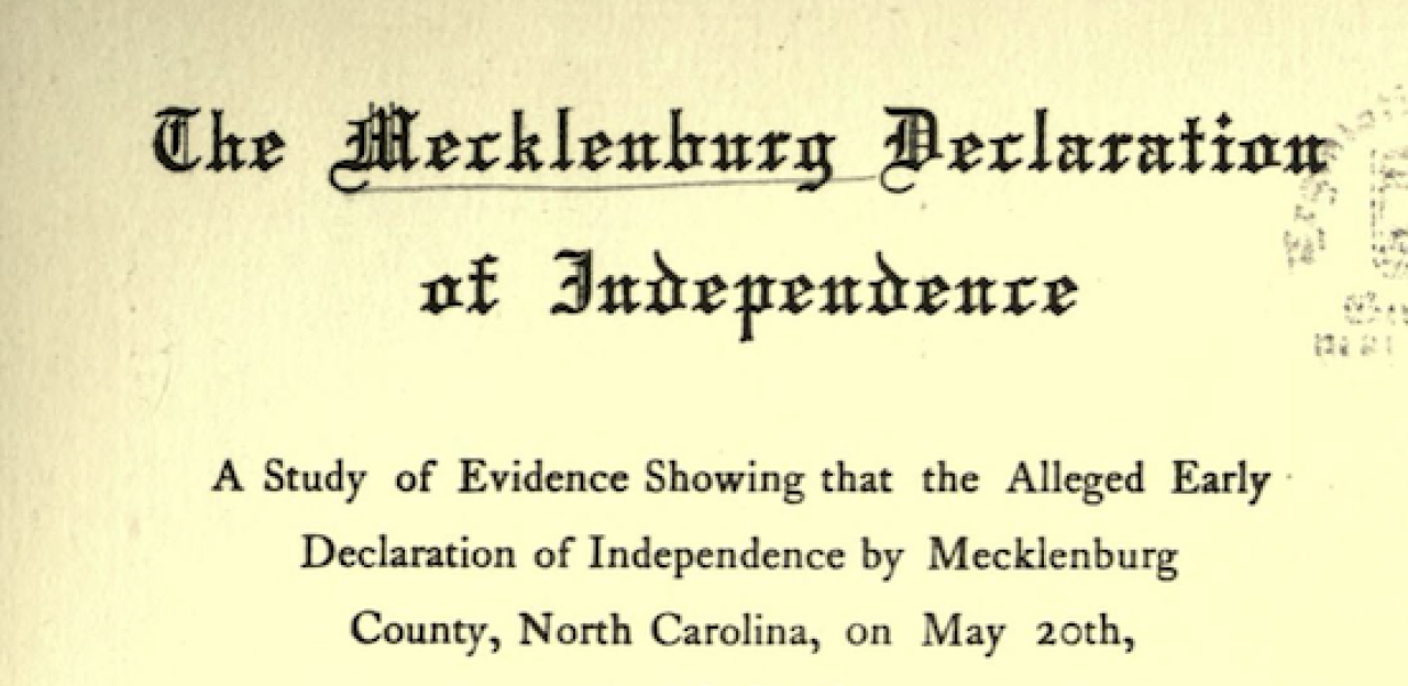 Image of the Mecklenburg Declaration of Independence