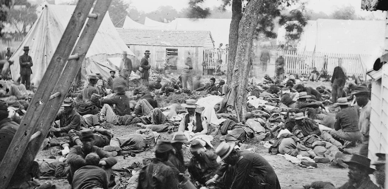 Thi photo depicts Savage's Station— a Union hospital— overrun by Confederate troops.