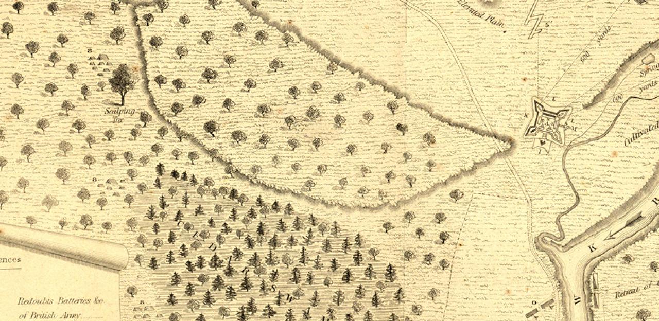 This is a sketched map detailing the landscape of Fort Stanwix.
