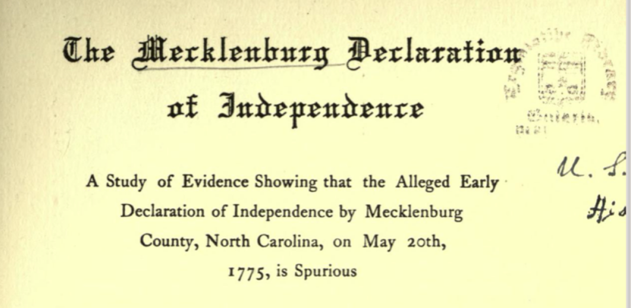 The Mecklenburg Declaration of Independence