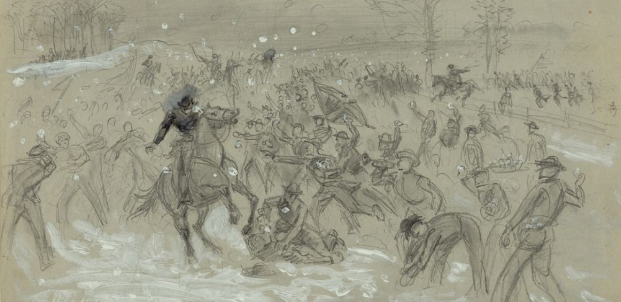 Soldiers engaging in a snowball fight