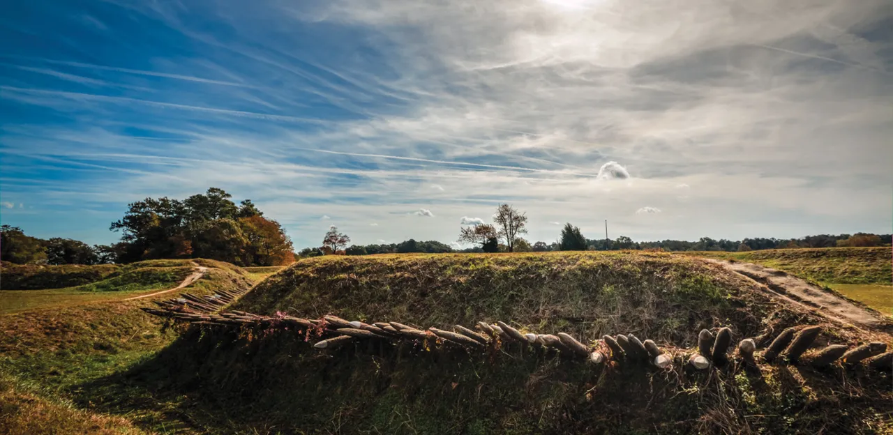 The recreated earthworks of Redoubt 9, Yorktown Battlefield