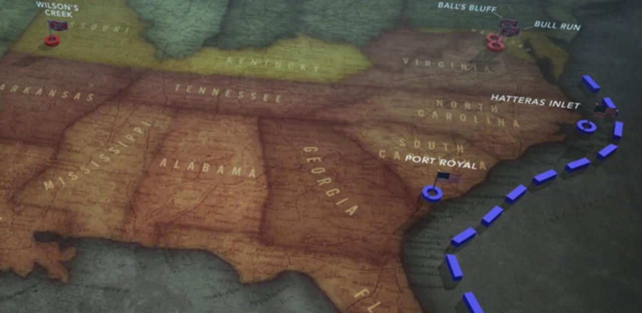 Screenshot of the entire Civil War animated map