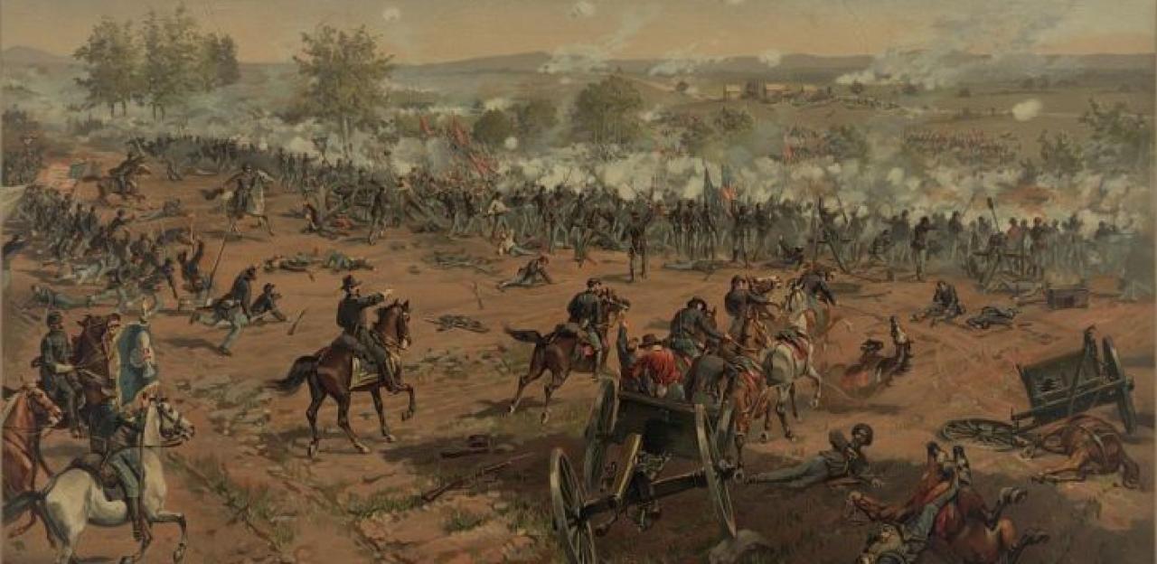 A painted illustration of Pickett's Charge