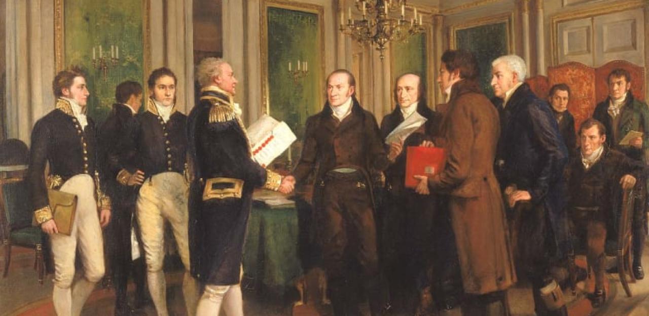 Painting of the signing of the Treaty of Ghent