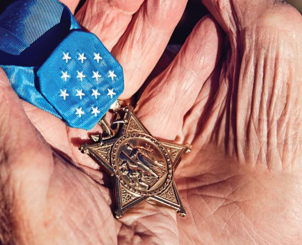 MOH Recipient Woody Williams Holds Medal of Honor Hero