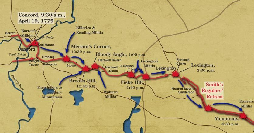 Lexington And Concord Map Lexington & Concord | British Retreat | Apr 18-19, 1775 | American  Battlefield Trust