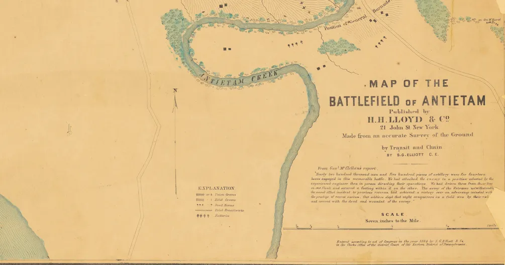 Antietam - Cornfield and Epicenter, S.G. Elliott Map Section | American ...