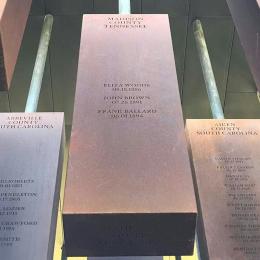 Memorial column for Madison County, Tenn., at the National Memorial for Peace and Justice in Montgomery, Ala.