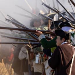 Continental Army reenactors at 2026 Battle of Princeton Reenactment