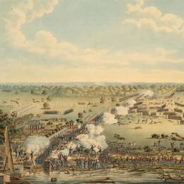 Engraving of the Battle of Pensacola during the War of 1812. 