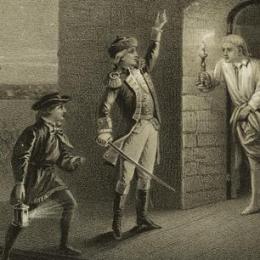 1875 engraving depicting the capture of Fort Ticonderoga by Ethan Allen on May 10, 1775