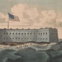 Lithograph of Fort Pickens in Pensacola Harbor, Florida