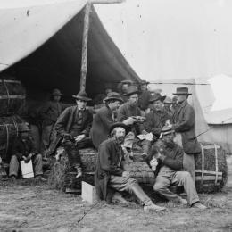 Photograph of a group of the quartermaster department of the 1st Division, 9th Corps 