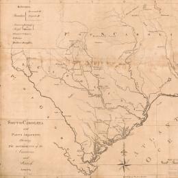 Map of the State of South Carolina showing the movement of the American and British troops during the American Revolution.