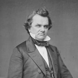 Black-and-white portrait of Stephen A. Douglas wearing a dark suit, vest and white shirt during the Civil War era.