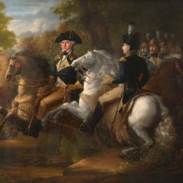 John Vanderlyn’s Washington and Lafayette at the Battle of Brandywine, depicting George Washington on horseback alongside the Marquis de Lafayette during the 1777 battle.