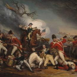 Painting depicting the American victory and death of General Mercer at the Battle of Princeton