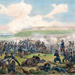 An illustration of the Battle of Fort Donelson