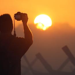 Photographer at sunset at Antietam National Battlefield, Sharpsburg, Md.