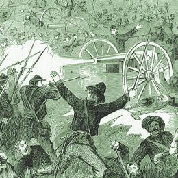 Illustration of soldiers being sired at during the Champion Hill Battle