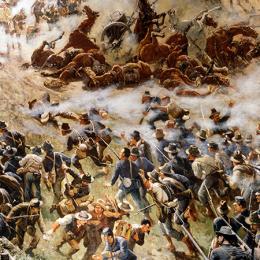 This is a painting of the violent conflict at the Battle of Atlanta. 
