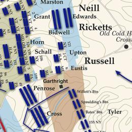 This image depicts a battle map detailing the events of Cold Harbor. 