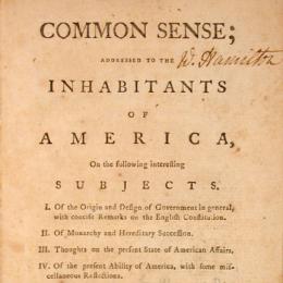 Cover page to the pamphlet "Common Sense"