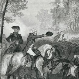 Troops charging at Eutaw Springs