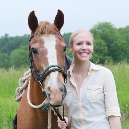 Darley and her horse at the Brandy Station battlefield.