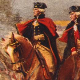 Washington and Lafayette at Valley Forge / painting by Dunsmore.