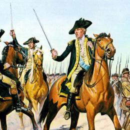 Painting of troops converging at Monmouth