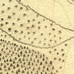 This is a sketched map detailing the landscape of Fort Stanwix. 