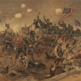 This painting depicts the bayonet charge at Spotsylvania. 