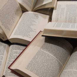 Image of various open books