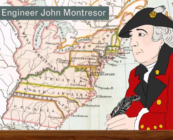A still from John Montresor: Mapping the American Revolution
