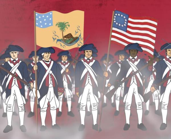 A still from the video Regimental Flags: Symbols of Pride
