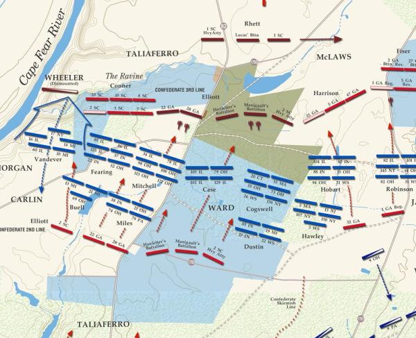 Averasboro - March 16, 1865 Battle Map