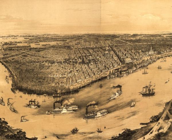 Birds' eye view of New-Orleans  drawn from nature on stone by J. Bachman