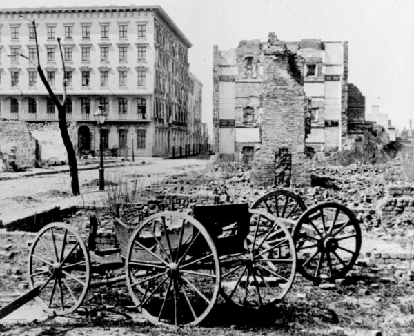 This is an image of the destruction of Charleston in the aftermath of the Civil War. 