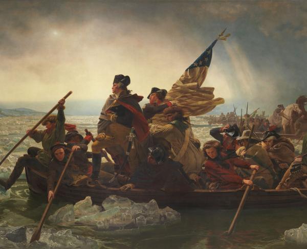 A depiction of Washington's attack on the Hessians at Trenton on December 25, 1776.