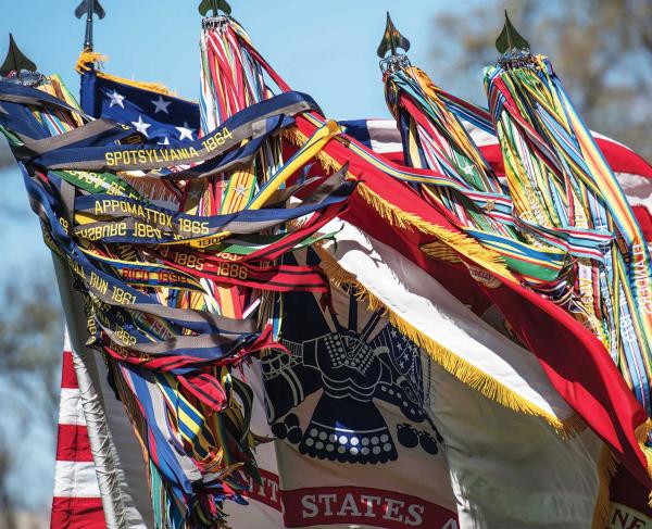 Campaign streamers on display at Medal of Honor Day at Arlington Cemetery, Arlington, Va.