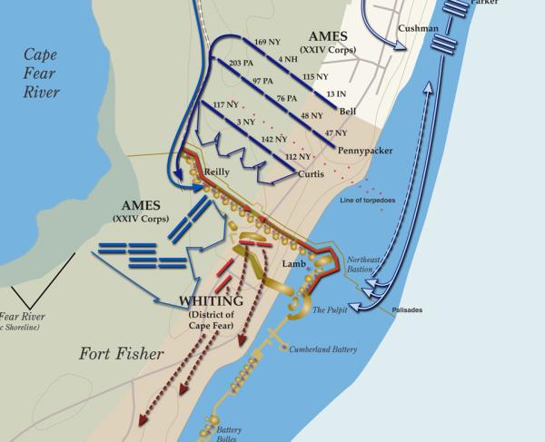 Second Fort Fisher - January 15, 1865 Battle Map