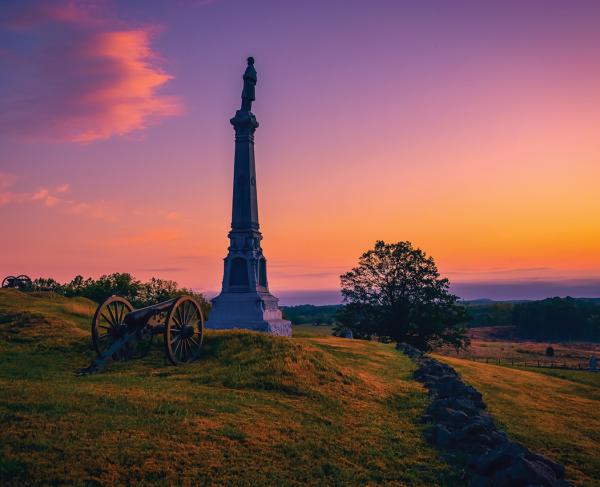 Sunset at East Cemetery Hill at Gettysburg National Military Park, Pa.