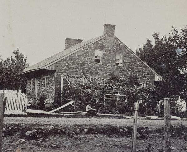 A black and white photograph of General Robert E. Lee's Headquarters at Gettysburg