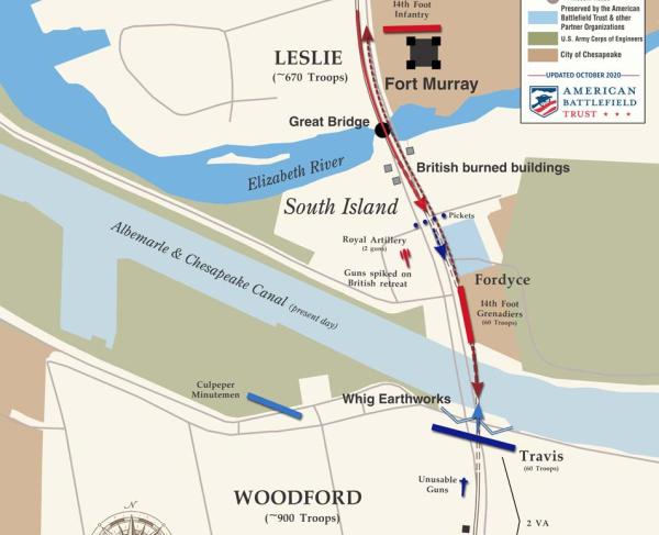 Great Bridge - December 9, 1775 Battle Map