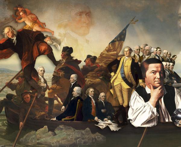 A collage of Revolutionary War images inspired by this article