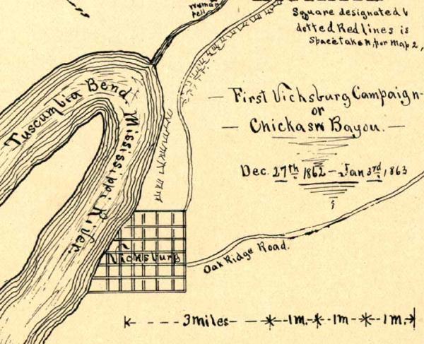 Map of battle ground of Chickasaw Bayou, Dec. 28th and 29th 1862 Enlarged and drawn by E. A. Munn from Gen. Morgan's map.