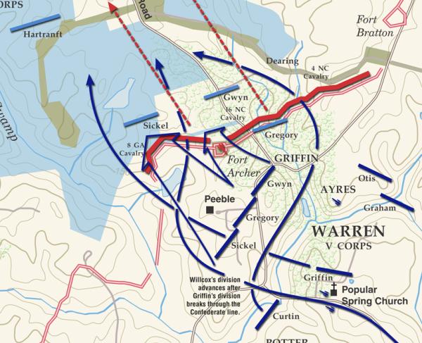 Peebles Farm - September 30, 1864 Battle Map