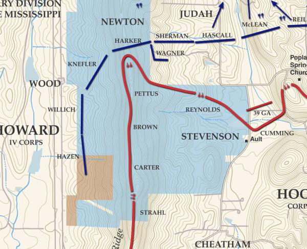 Battle of Rocky Face Ridge - May 11, 1864 Battle Map